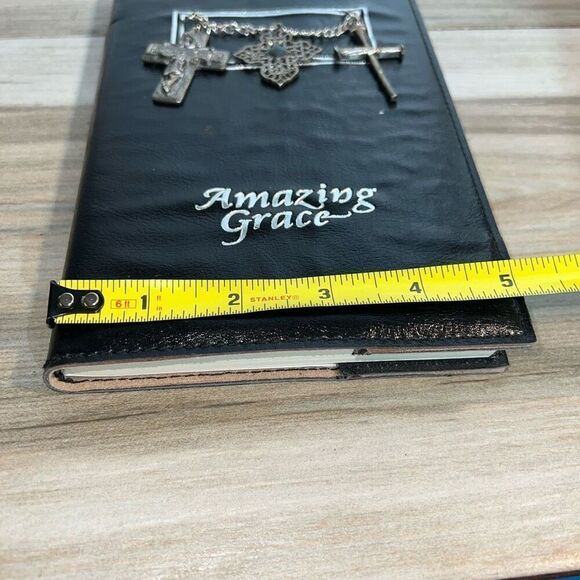 Amazing Grace Rustic Journal Silver DanglingCrosses Black Leather Cover 2005 - Picture 3 of 7